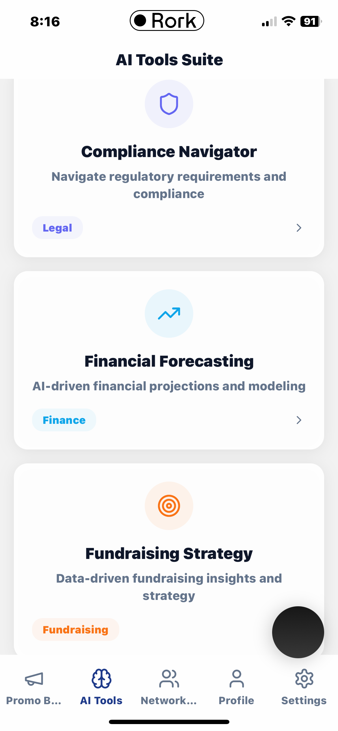 AI Tools Suite showing relationship management, compliance, and negotiation support